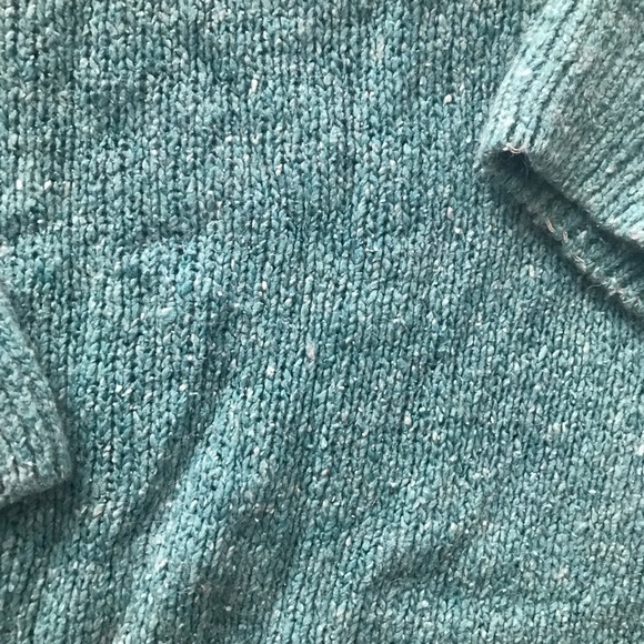 VINTAGE Turquoise Knit V-Neck Sweater - Picture 5 of 5